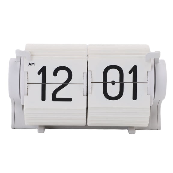 Xirurus Modern Mechanical Auto Flip Desk Clock USB Powered Silent Retro Alarm Clock for Living Room Office Decor, White (4.3x2.4x2.4 inches / 11x6x6 cm)