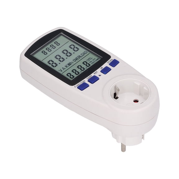 Xirurus Multifunctional Power Meter Socket and Digital Voltage Current Tester Monitor with Backlit LCD Display, 230V AC / 16A Electricity Usage Monitor
