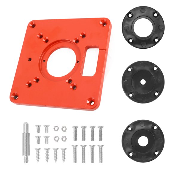 Xirurus Multifunctional Router Table Insert Plate for Woodworking Benches, Premium Aluminium Alloy Wood Router Trimmer Models Engraving Machine Accessory, Bright Red Finish, 4.7 x 4.7 x 0.3 in