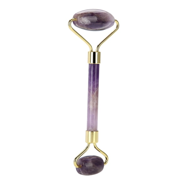 Xirurus Natural Jade Roller Massage Amethyst Facial Massager Anti Aging Tool for Face Neck and Eyes - 6.7 in / 17 cm Dual-Sided Beauty Roller Rejuvenating Skincare Accessory