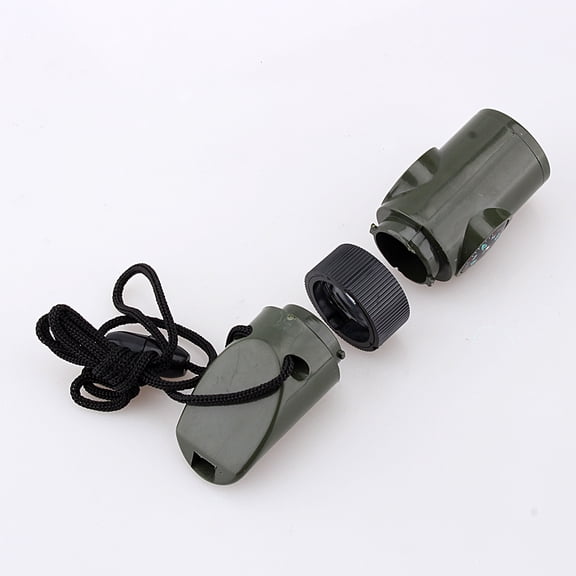 Xirurus New 7 in 1 Camping Survival Whistle Compass Thermometer Flashlight Magnifier Kit Emergency Survival Gear Multi-functional Safety Tool[cite: 1]