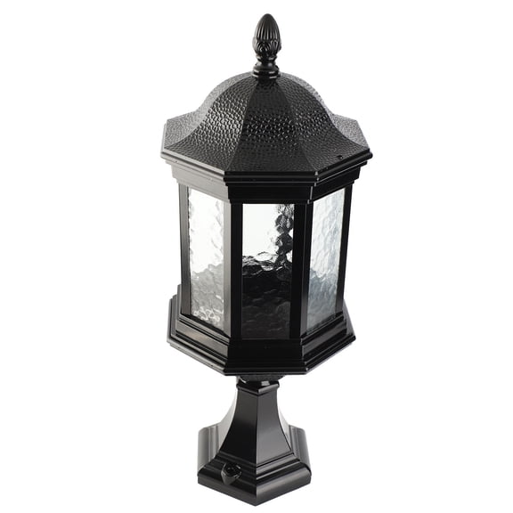 Xirurus Outdoor Lamp Post Head Pillar Yard Wall Light Waterproof Aluminum European Garden Villa Yard Fence Light Large Black (14 inches / 35.5 cm)