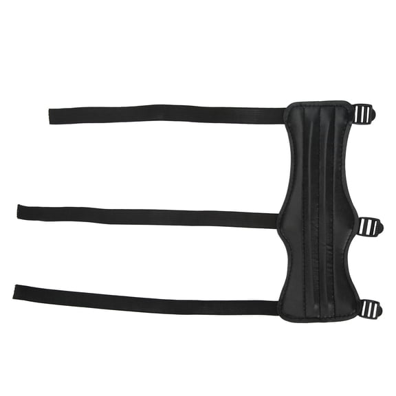Xirurus PU Leather Archery Arm Guard Lightweight, Adjustable 3Strap Protector for Bowstring Safety (Black)