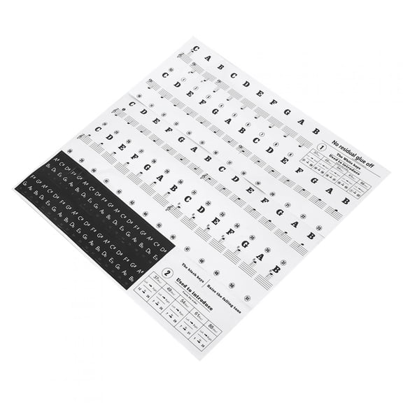 Xirurus Piano Keyboard Stickers Music Sheet Notes PVC Removable Decals Black White Numbers For Children Beginners Learning Tool 8.9 inches / 22.6 cm[cite: 1]