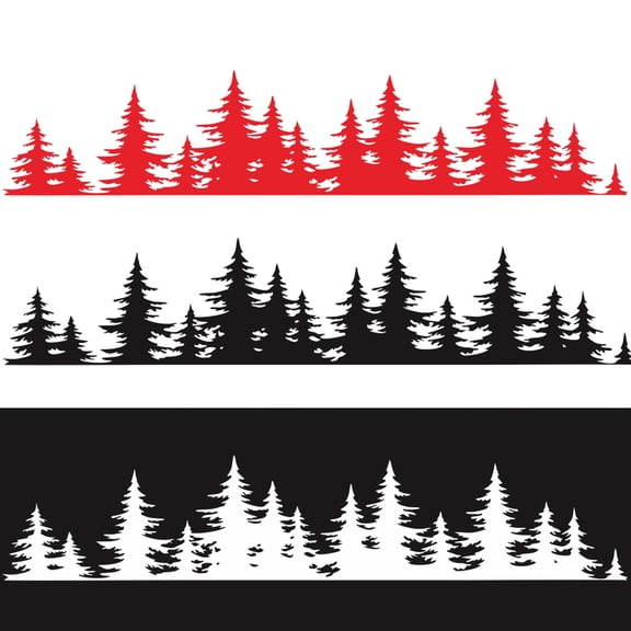 Xirurus Pine Tree Forest Car Sticker Premium Vinyl Decal Waterproof Mountain Scenery Graphic Auto Window Body Decor Peel And Stick Universal Exterior Accessory For Truck SUV Camper Black