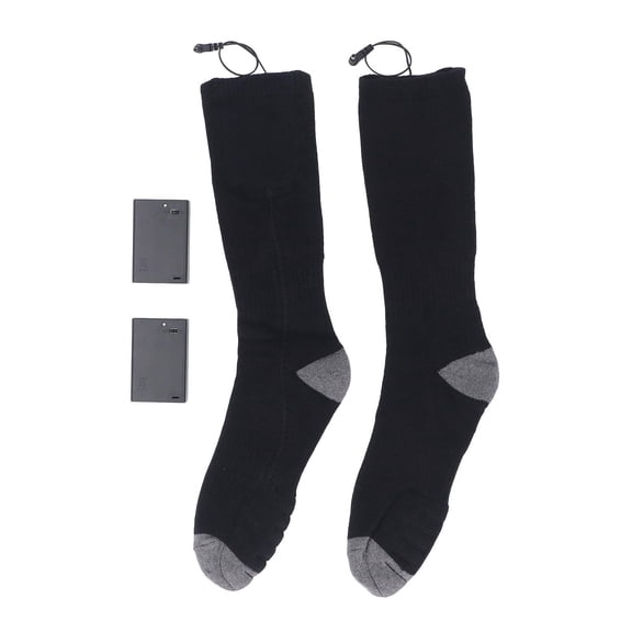 Xirurus Portable Electric Heated Cotton Socks – Battery‑Powered Warmth for Winter Travel, Camping, Skiing & Hiking (One Size, Black)