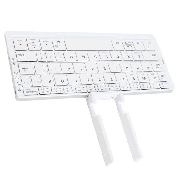 Xirurus Portable Keyboard Bluetooth Rechargeable Folding Keyboard for Android Tablet Phone Laptop Silver White