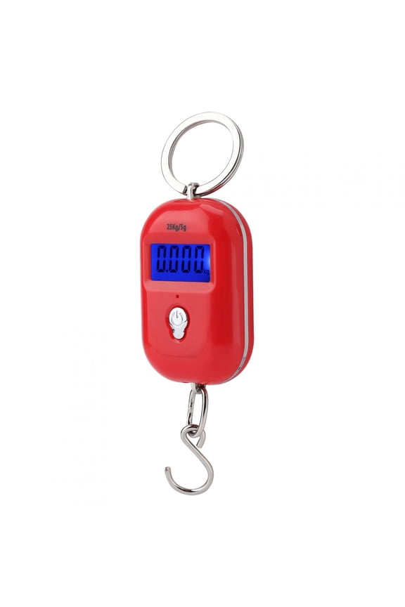 Portable Mini Digital Kitchen Scale 55lb/25kg High Precision Electronic Pocket Key Chain Hook Scale for Food Vegetables (Red, 2.4 inches / 6 cm)