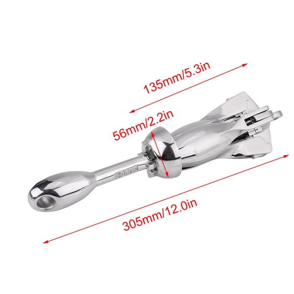 Xirurus Premium 3.3 lbs (1.5KG) 316 Stainless Steel Boat Folding Grapnel Anchor Heavy Duty Marine Yacht Docking Hardware Replacement Parts for Small Vessels and Pontoons Silver