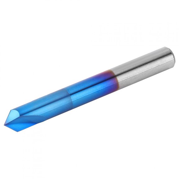 Xirurus Premium 90 Degrees Chamfer End Mill 2 Flute Blue Coating Tungsten Steel Cemented Carbide Hand Tool Precision Cutting 6 x 50mm / 0.24 x 1.97 inches For Professional Machining