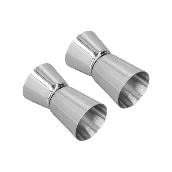 Xirurus Premium Stainless Steel Double Headed Cocktail Shaker Set, Straight Edge Design Classic Style Drink Mixer Jigger for Home Bar Cart Essentials, 2 Pack (3.15 inches / 8 cm)