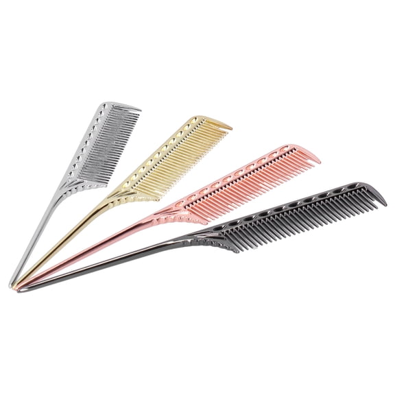 Xirurus Professional Fine Tooth Tail Comb Portable Aluminum Hairdressing Salon Hair Care Styling Tools, 4-Piece Barber Combs Set for Precision Cutting and Styling, Multicolor, 9.84 inches / 25.0 cm