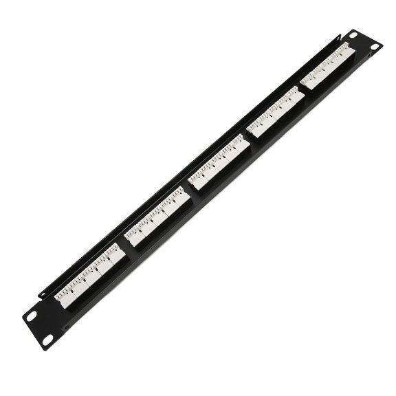 Xirurus RJ11 Through Coupler 25 Ports CAT3 Patch Panel 19 Inch Rackmount Voice Distribution Frame, Anti-Interference Gold Plated Pins for Server Cabinets (19.68 inches / 50 cm)