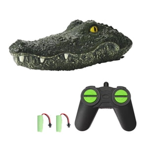 Xirurus Remote Control Crocodile Boat, 2.4Ghz Simulation Electric Racing Watercraft for Pools and Lakes, 11.8 inches / 30 cm, 2CH Control, Spoof Toy Prank with 2 Batteries, Green