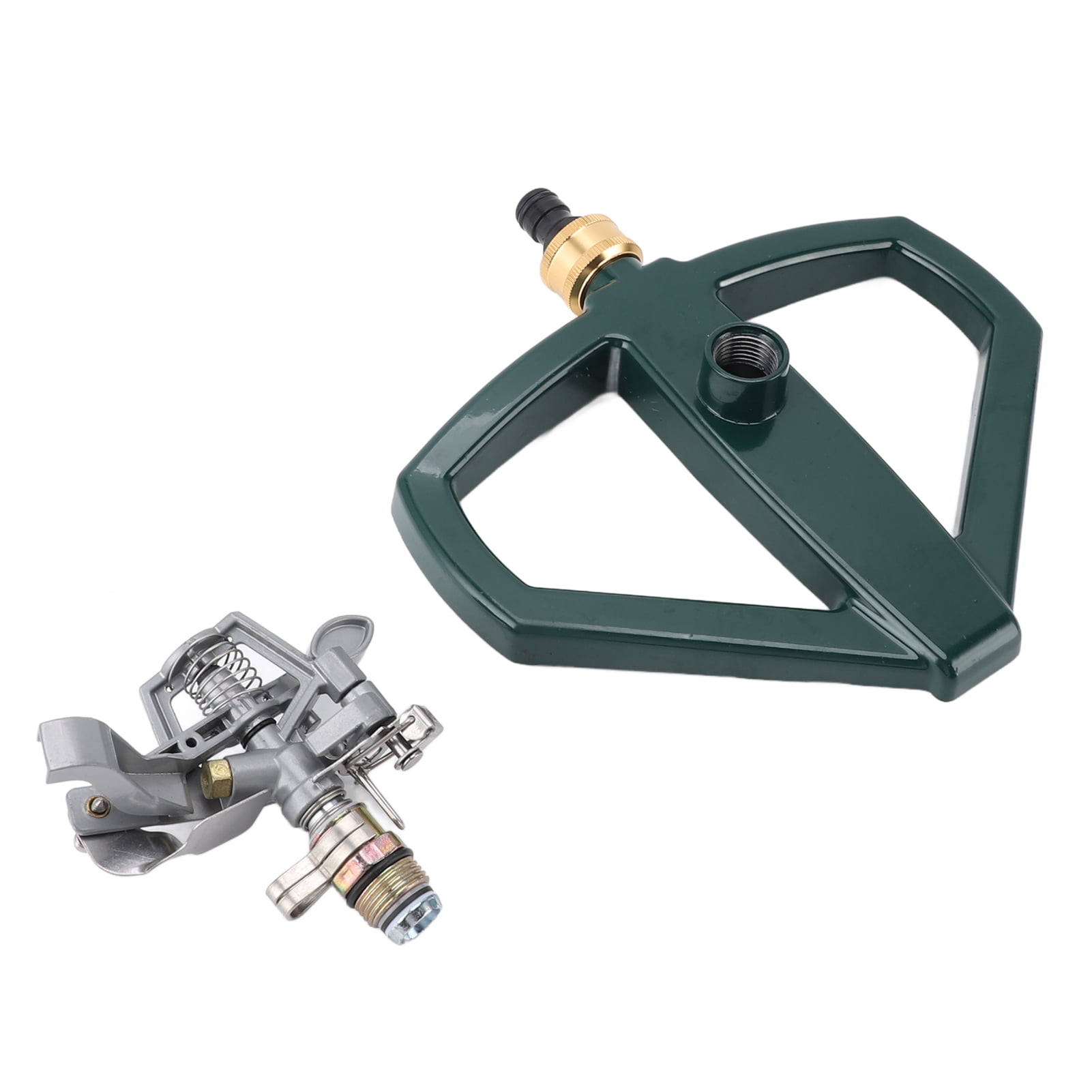 Xirurus Rotating Sprinkler for Yard Lawn 360 Degree Rotation Adjustable Large Area Coverage Automatic Garden Irrigation System with Heavy Duty Zinc Alloy Metal Base, Silver (9.1 in / 23 cm)