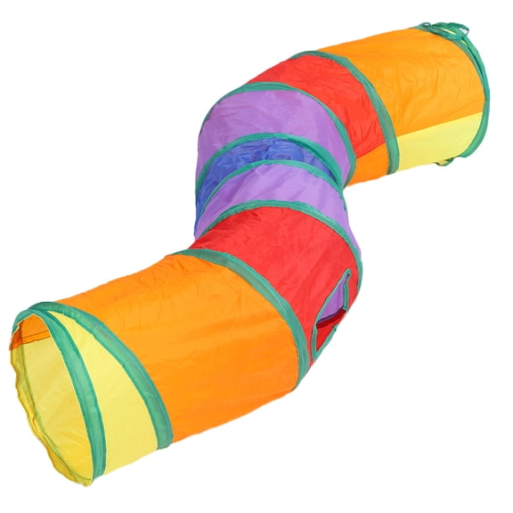 Xirurus S-Shaped Foldable Cat Tunnel Interactive Kitty Training Toy Tube Rainbow Color Pet Supply, 11.8 inches / 30.0 cm