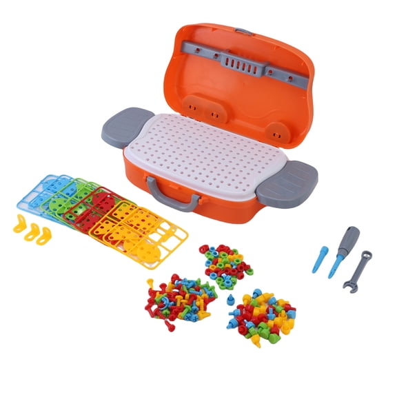 Xirurus Screwdriver DIY Building Toy Educational Construction Building Projects Kit for Kids Skills Development Toy Toolbox Sets with Baseboard Assembly Rack Drill Bit Wrench 11.42 in / 29 cm