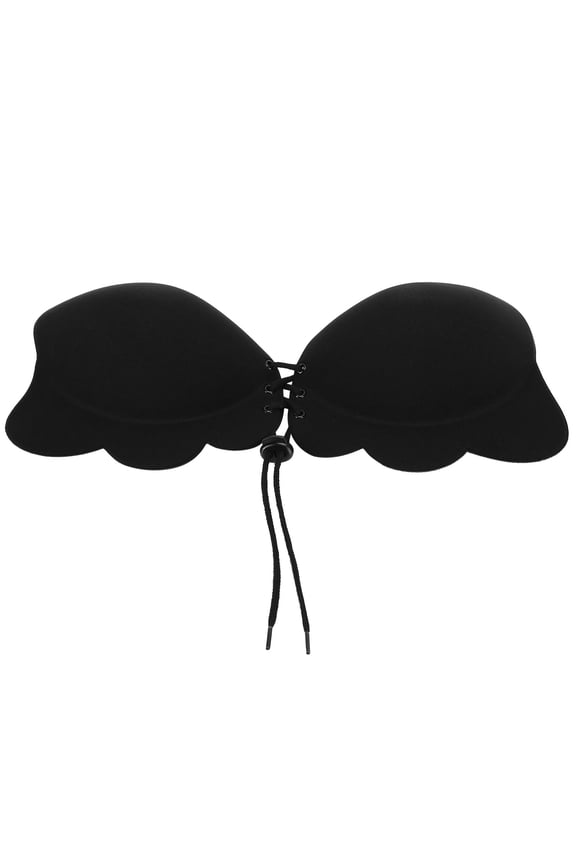 Silicone Strapless Bra Wireless Conceal Push Up Sticky Backless Adhesive Bra for Women, Polyurethane Fiber OnePiece Lingerie (Black, Cup B)[cite: 1]
