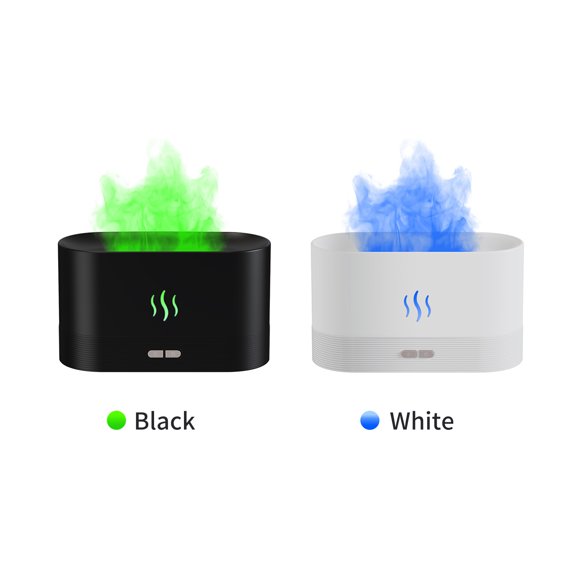 Xirurus Simulation Flame Mist Humidifier With 7 Color Night Light Aromatherapy Essential Oil Diffuser Quiet Cool USB Humidifier For Home Office Bedroom Room Auto-off Black