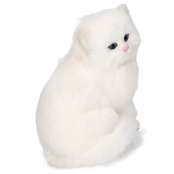 Xirurus Simulation Furry Cat Figurine Realistic Mini Kitten Decorative Kitty Statue Synthetic Fur Pet Stuffed Animal Replica Birthday Gift for Kids