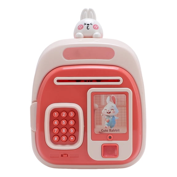 Xirurus Smart Electronic Piggy Bank for Kids Auto Scroll Paper Money Saving Box Large Capacity Fingerprint Password Coin Bank Pink