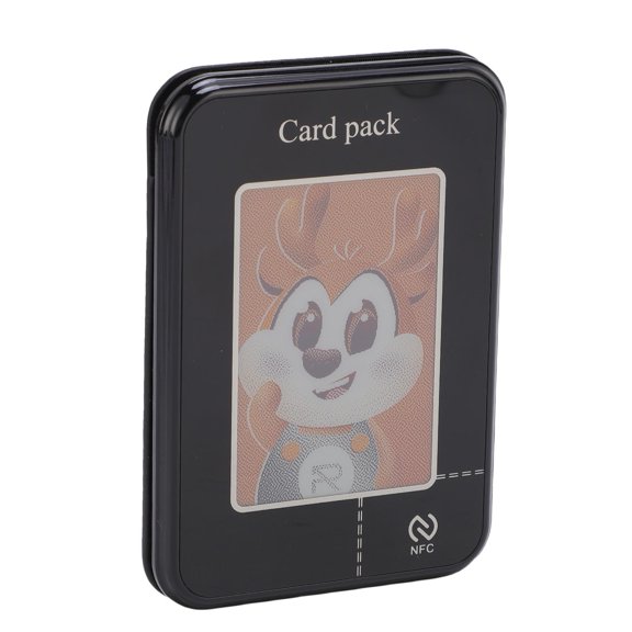 Xirurus Smart Ink Screen Magnetic Card Holder Flexible Image Change Multifunctional Phone Stand Wallet for Android iPhone NFC E-Ink Display Desk Mount Credit Card Case Accessories Black