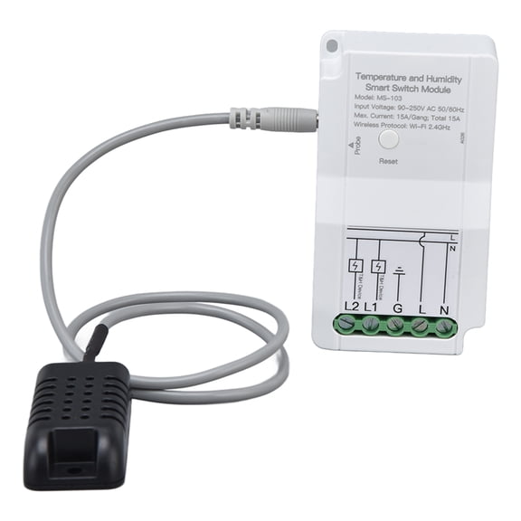 Xirurus Smart WIFI Temperature Humidity Switch Module for Greenhouse, 15A 90-250V App Remote Control Switch with Probe