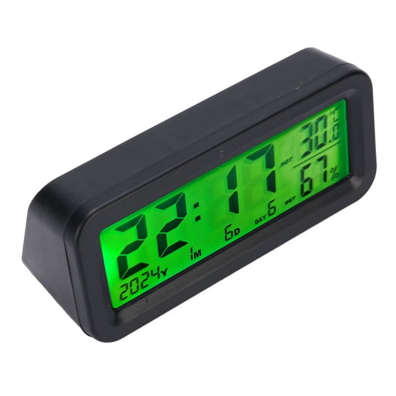 Xirurus Solar Car Dashboard Clock with Automatic Night Display Backlight, Automotive Digital Clock featuring Temperature and Humidity Meter, Universal Fit for All Vehicles (3.15 x 1.4 inches)