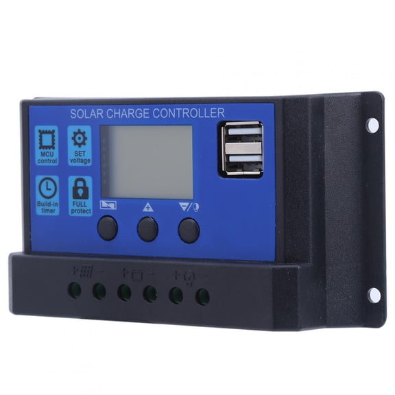 Xirurus Solar Panel Controller LCD Display Battery Charge Control Dual USB Output 12V/24V 20A (5.8 inches / 148.57 mm)[cite: 1]