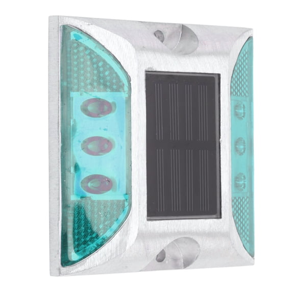 Xirurus Solar Powered Driveway Deck Light Cast Aluminum Double Sided Reflective Marker Safety Gear for Highway Sidewalk 6LED Lighting Green 4.7 in / 12 cm