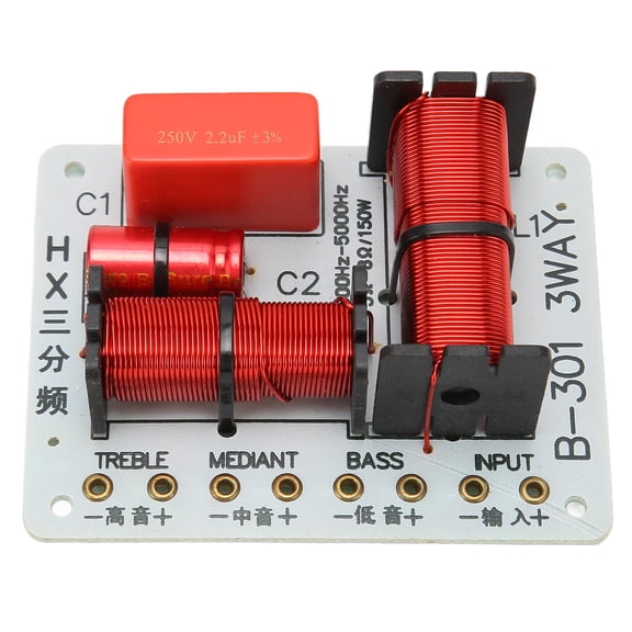 Xirurus Speaker Frequency Divider Module Treble Bass HiFi 3 Way Audio Crossover Filter Distributor Board for DIY Speaker Replacement Modification Component