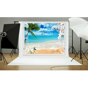 Xirurus Summer Seascape Beach Dreamlike Haloes 3D Photography Background Screen Photo Video Studio Fabric Props Backdrop