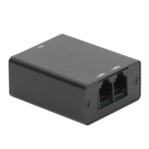 Xirurus TELREC05 32GB Mini Telephone Recorder Device, Automatic Stable Landline Audio Capture Box with U-Disk Function, RJ11 Port, 5.9 inches / 15 cm, Black (US Plug)