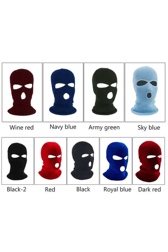 Thermal Face Mask Wind-proof 3 Hole Winter Knitted Cycle Balaclava Dark Red
