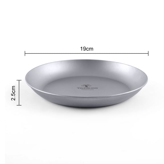 Xirurus Titanium Round Camping Plate Outdoor Ultralight Portable Tableware Cookware Dishwasher Safe Backpacking Dinner Plate for BBQ Picnic Hiking Road Trip, 7.5 inches / 19 cm