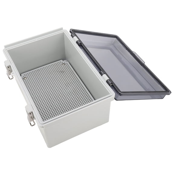 Xirurus Transparent Cover Junction Box IP67 Waterproof ABS Plastic Electrical Enclosure Power Distribution Box With Connectors Brackets 11.4x7.5x5.5 inches / 290x190x140 mm For Outdoor Use