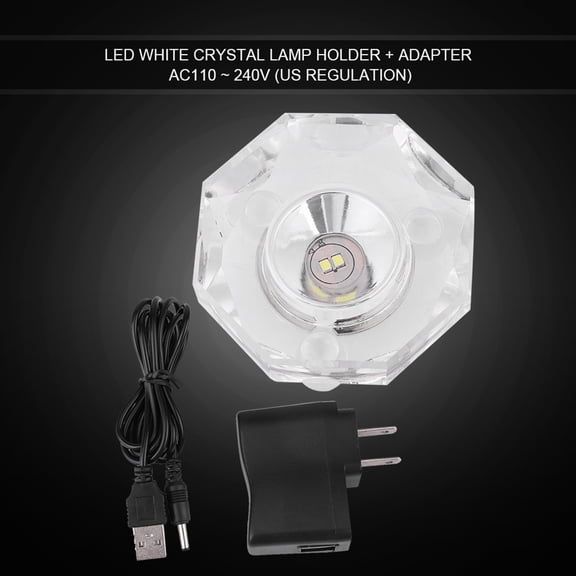 Xirurus Transparent LED Lamp White Light Crystal Glass Display Base Stand Holder Round (3.4 inches / 8.5 cm)