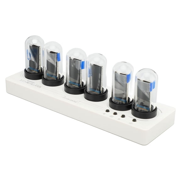 Xirurus Tube Clock Kit, 6-Bit Mini IPS LCD Screen Digital Desk Clock, 12/24 Hours Display, RGB Backlit Decorative Clock, App Wireless Control, Modern Tabletop Decoration, White, 6.72 inches / 17 cm