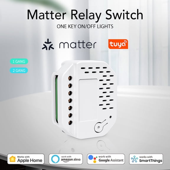 Xirurus Tuya WiFi Intelligent Relay Switch Home Automation On-Off Controller, 2.13 in / 54.1 mm, APP Control, Compatible with Voice Assistants