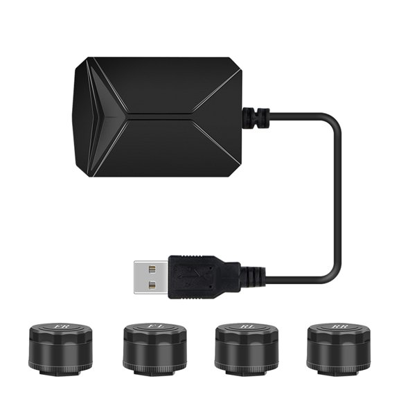 Xirurus USB Android TPMS Tire Pressure Monitoring System Voltage Monitor Wireless with 4 External Sensors