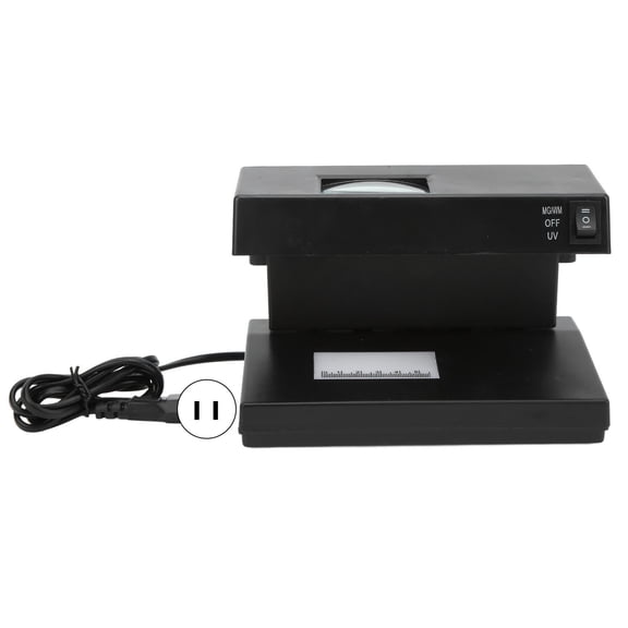 Xirurus UV Counterfeit Bill Detector  110V Desktop Money Checker with Watermark, MicroPrint Magnifier & Quick Genuine/Counterfeit ID