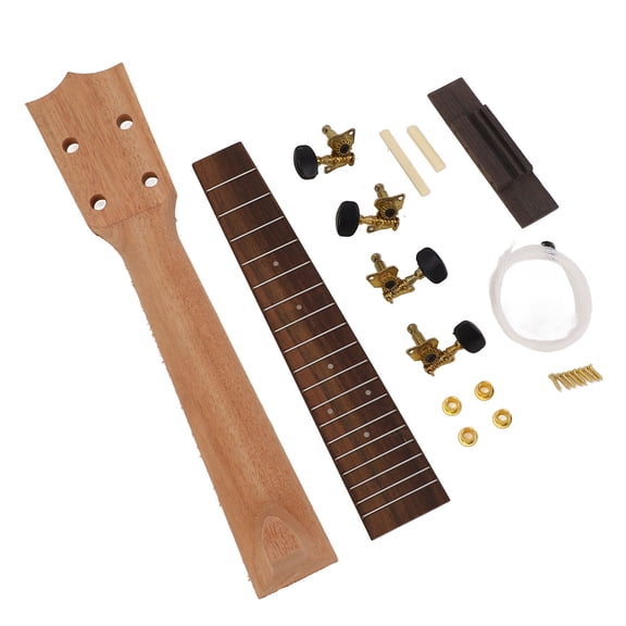Xirurus Ukulele Neck Fretboard Replacement Kit, Premium Rosewood Fingerboard Set with Bridge, String Knobs, and Installation Accessories for 23 Inch Concert Ukuleles (23 in / 58.4 cm)