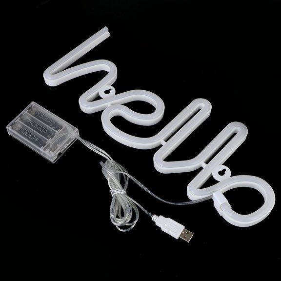 Xirurus Unique Hello English Letter Shape LED Light Decorative Light for Proposal Birthday Party Home Decoration, Portable USB or Battery Powered Neon Sign, 14.17 inches / 36 cm, Pink