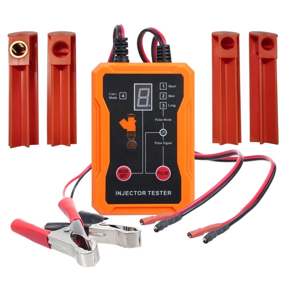 Xirurus Universal Fuel Injector Tester and Cleaner Tool Kit, 8 Pulse Modes, with 4 Injector Cleaner Adapters, Short Circuit Protection, Orange