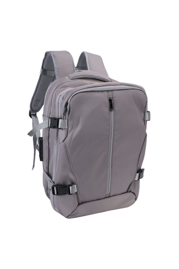 Vacuum Compression Backpack Expandable Water Resistant Carry On Wet Dry Separation Business Travel Bag with 17.3 Inch Laptop Compartment and Combination Password Lock, Gray, 17.7 in / 45 cm