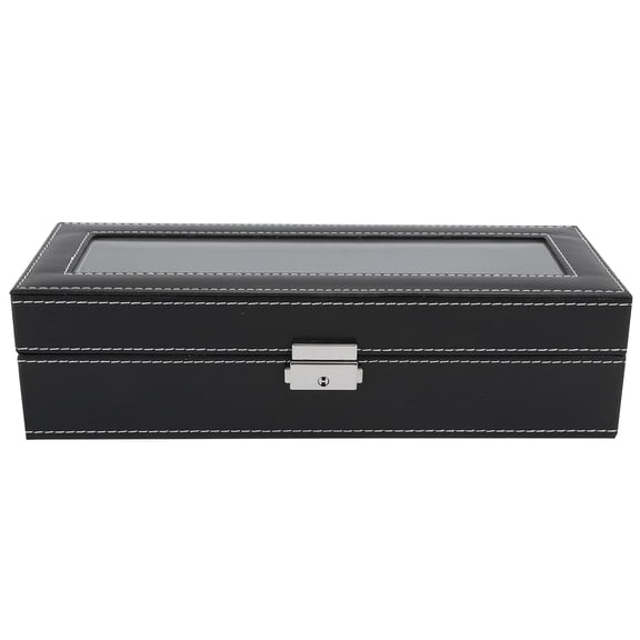 Xirurus Watch Box Organizer Display Delicate 6 Grids Luxury Case Jewelry Display Storage Case with Lock and Key, 12.2 inches / 31 cm (Unisex)
