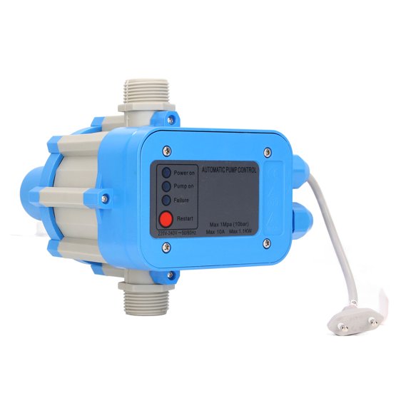 Xirurus Water Pump Pressure Controller Switch Automatic Control System for Self Priming and Jet Pumps, 220V 10A Heavy Duty Electronic Protection, 10 Bar Maximum Pressure, EU Plug (23cm / 9.06in)