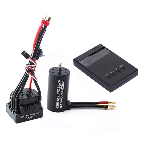 Xirurus Waterproof 3670 2650KV Brushless Motor 120A Brushless ESC Programming Card Combo Set for 1/8 Remote Control Car Truck