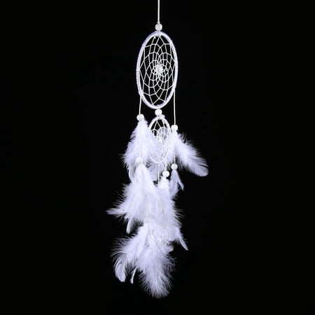 Xirurus White Dream Catcher Handmade Indian Style Feather Wall Hanging Decor for Home Bedroom Car (18 inches / 46 cm)