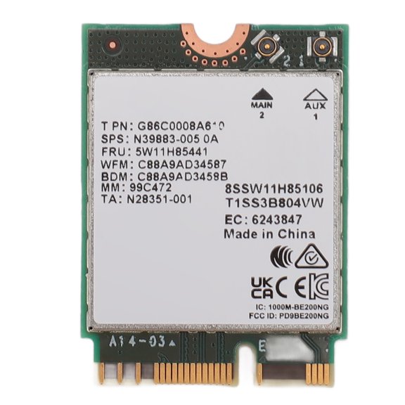 Xirurus WiFi 7 Network Card for Intel BE200 Bluetooth 5.4 Wireless M.2 NGFF Adapter 8774Mbps Tri-Band 2.4/5.8/6GHz Support Windows 10 11 64-Bit Desktop PC Upgrade Component 7.87 inches / 20 cm